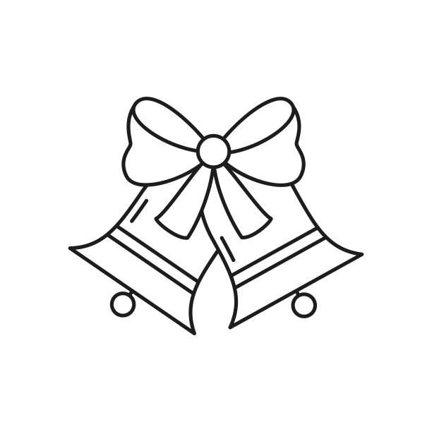 白色背景上的圣诞钟声图标。图片下载