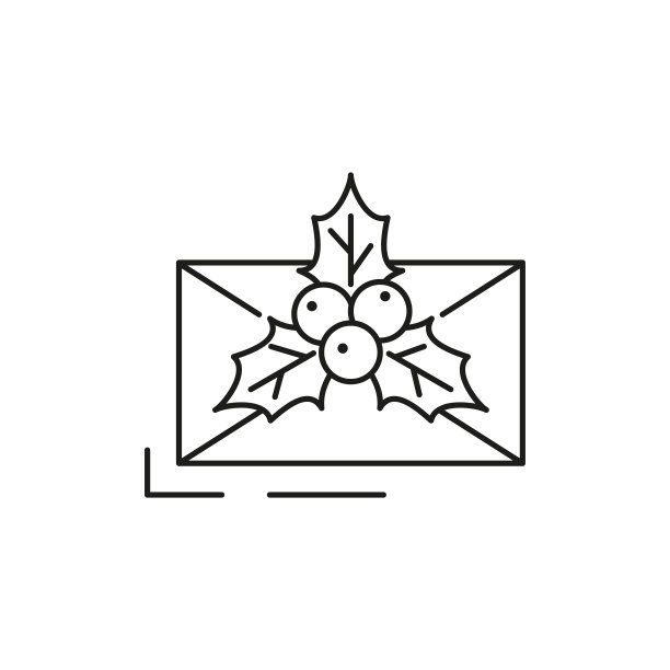 白色背景上的圣诞信封图标。图片下载