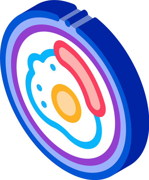 典型的美式早餐等距图标图片下载