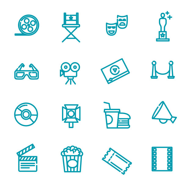 电影院概念插图细线平面设计图片下载