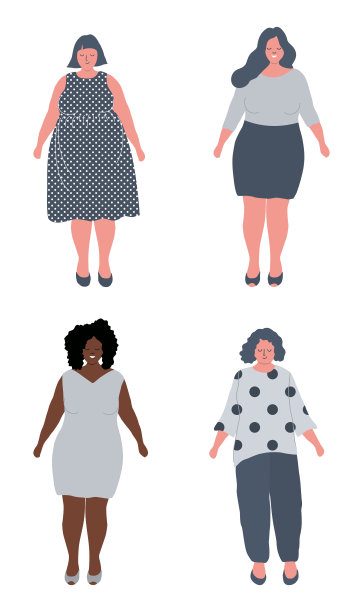 可爱的胖女人。不同种族的胖女孩图片下载