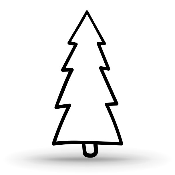 圣诞树。手绘圣诞树图标孤立在一个白色的背景。图片下载