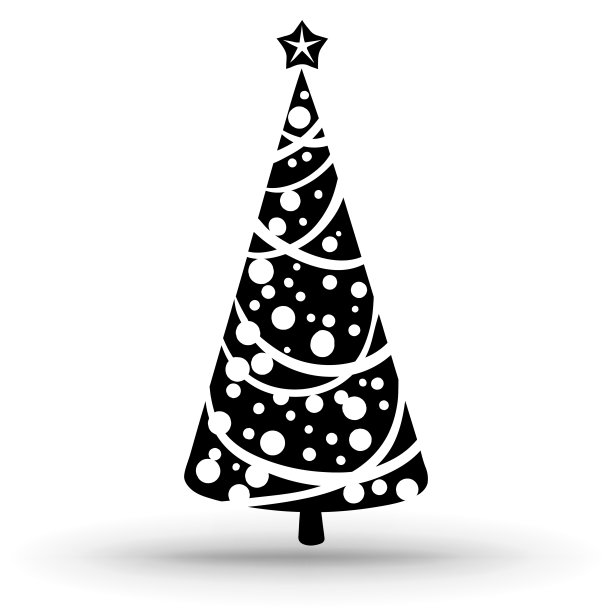 圣诞树。手绘圣诞树图标孤立在一个白色的背景。图片下载