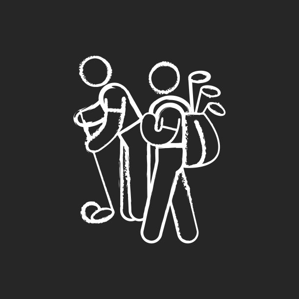 球童粉笔白色图标上的黑色背景图片下载