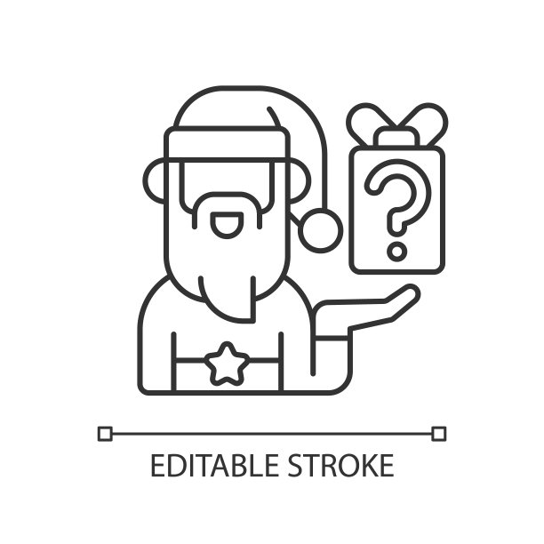 神秘圣诞老人线性图标图片下载