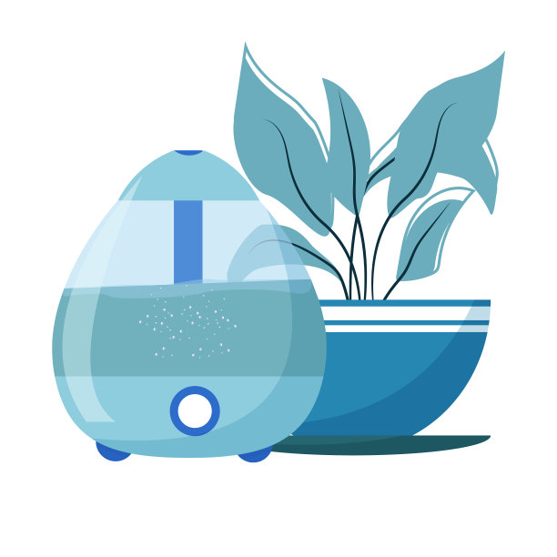 现代电加湿器和室内植物图片下载