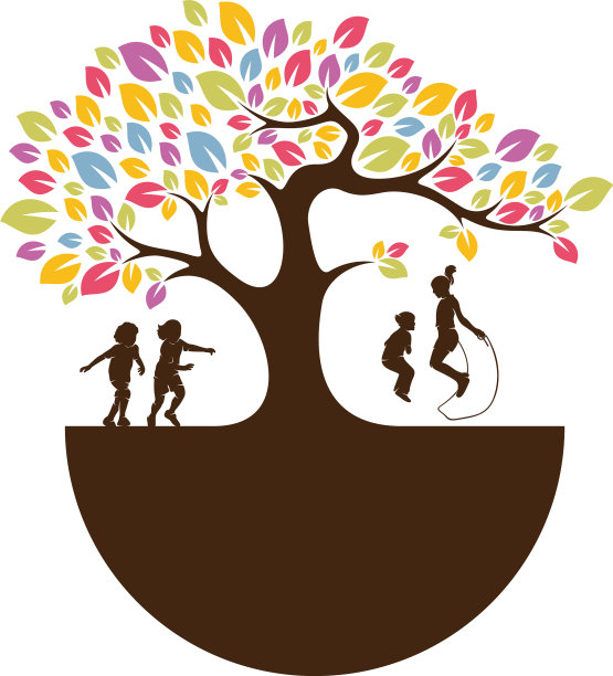 五颜六色的树孩子好玩的标志模板符号图片下载