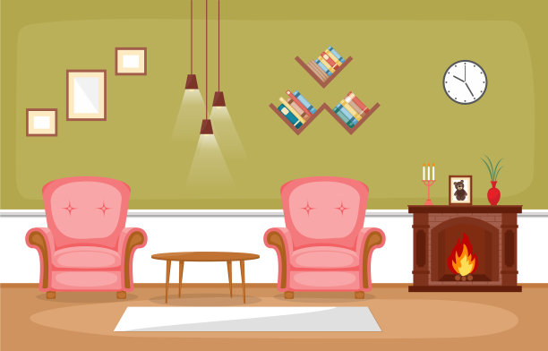 壁炉客厅家庭住宅内部图片下载