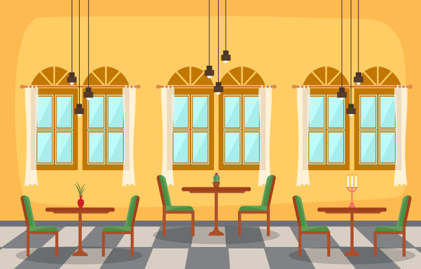 现代空咖啡馆餐厅室内家具图片下载