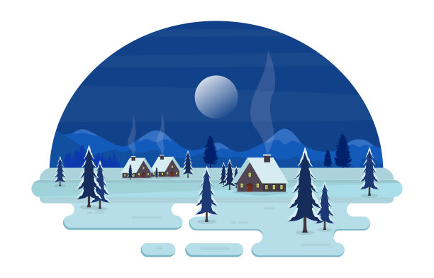 冬天的景色，雪景与松树图片下载