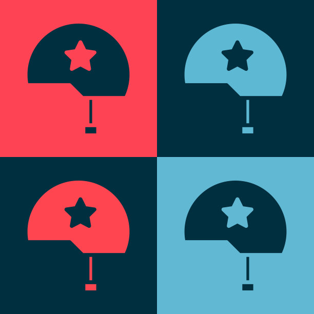 波普艺术军事头盔图标孤立的颜色图片下载