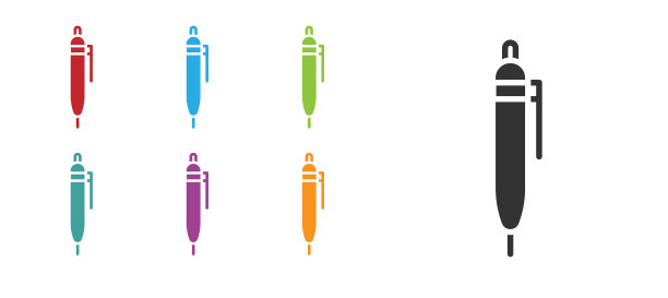 黑色钢笔图标孤立在白色背景设置图片下载