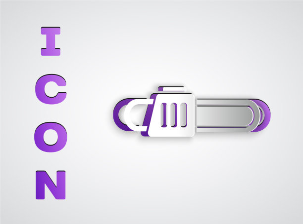 剪纸链锯图标孤立在灰色图片下载