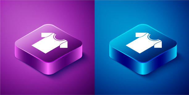 等距t恤图标孤立在蓝色和紫色图片下载