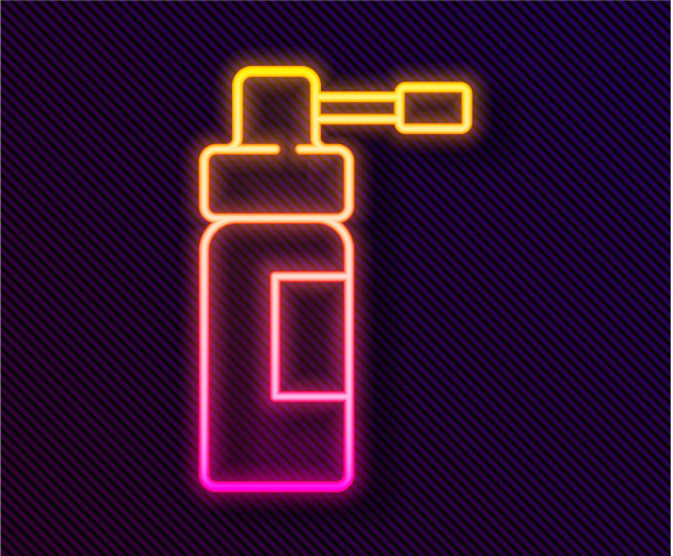 发光的霓虹线医药瓶与喷嘴喷雾图片下载