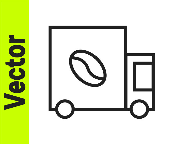 黑线咖啡街道卡车机器图标图片下载