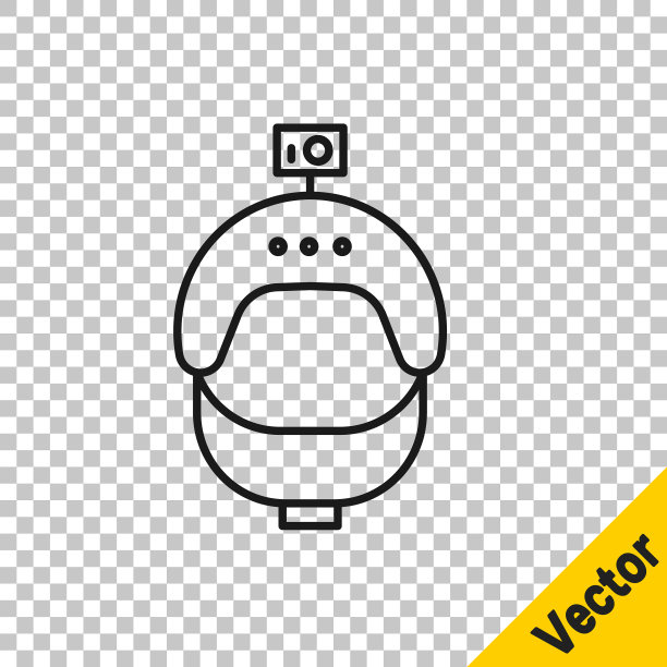 黑线头盔和行动摄像头图标隔离图片下载