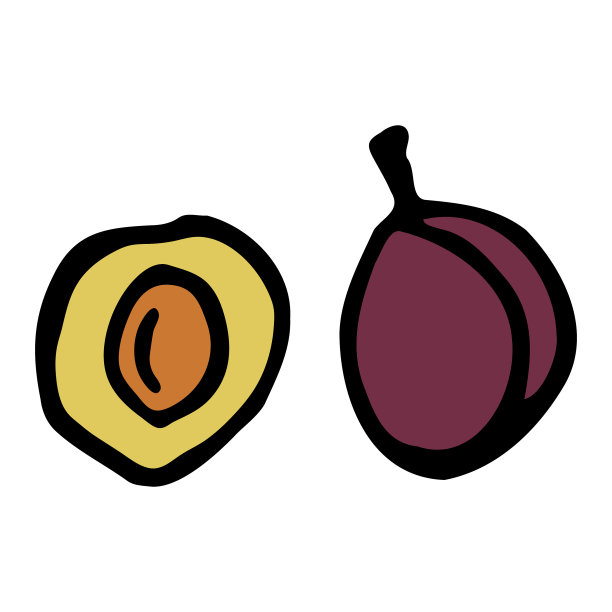 梅花与仁手绘轮廓涂鸦图标图片下载