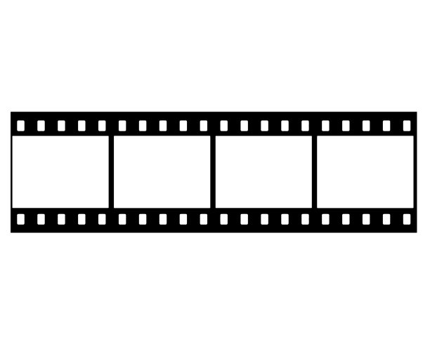 黑色胶片条纹图标在孤立的白色背景图片下载