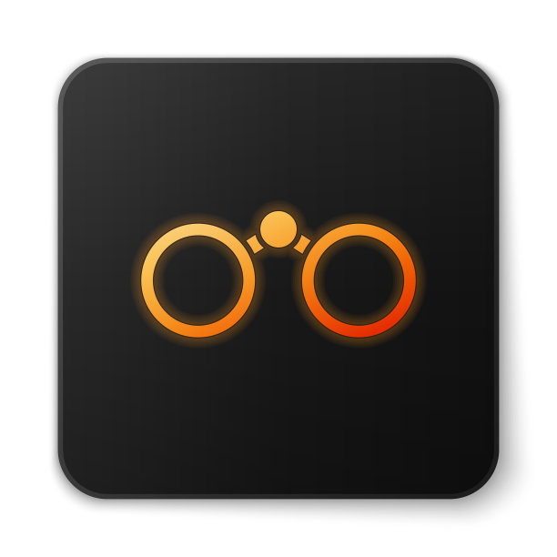 橙色霓虹灯双筒望远镜图标孤立图片下载