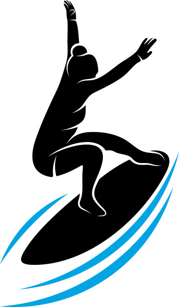 冲浪与水波标志模板符号图片下载