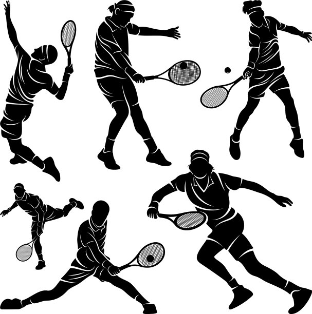 网球运动员程式化的标志模板符号图片下载