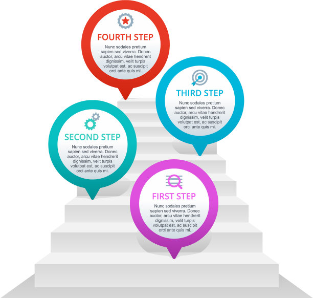 4步信息图-钉在楼梯上图片下载