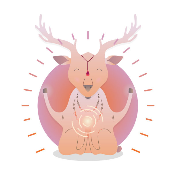 滑稽可爱的小鹿坐在瑜伽莲花姿势和图片下载