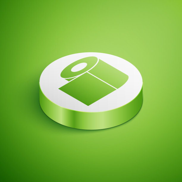 等距厕纸卷图标隔离在绿色图片下载