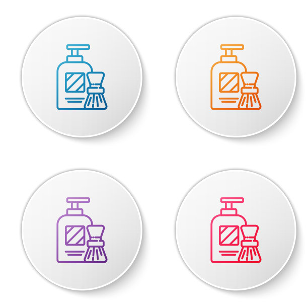 彩色线条剃须凝胶泡沫和刷子图标图片下载