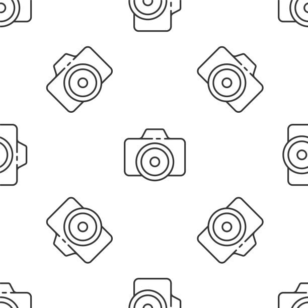 灰线照片相机图标孤立无缝图片下载
