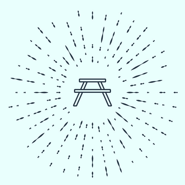 黑色线条的野餐桌子上有长凳图片下载