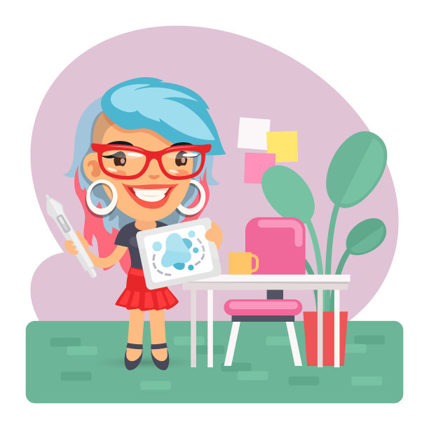 卡通电脑图形女孩图片下载