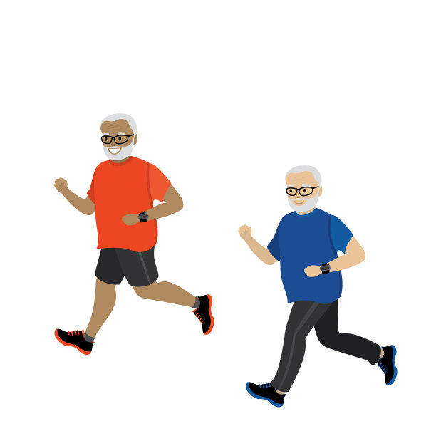 卡通退休爷爷跑步图片下载