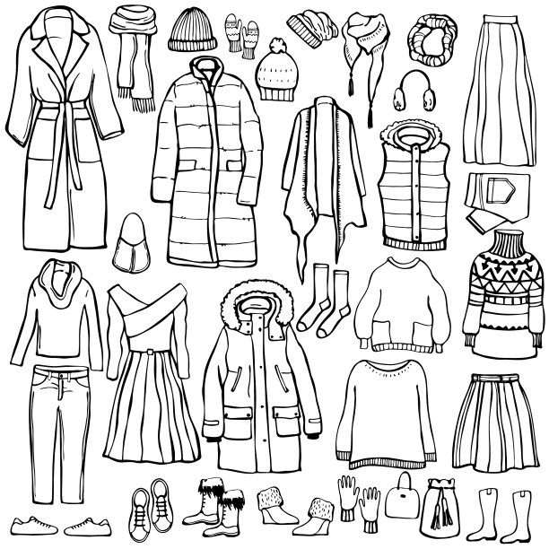 冬季时装手绘女装及图片下载