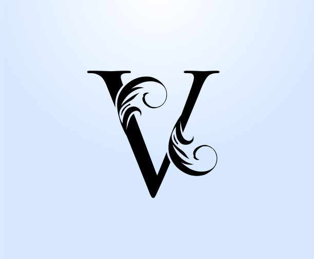 豪华字母v嵴标志复古经典绘制图片下载