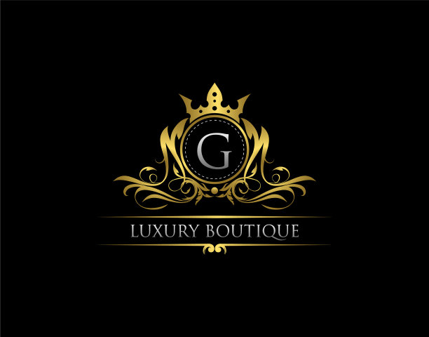 奢华皇家王者g字母饰冠金色标志图片下载