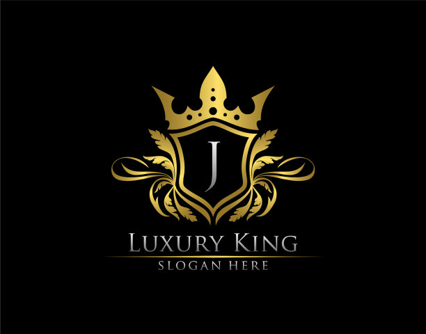 豪华皇家国王j字母纹章金标志图片下载