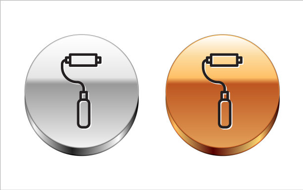 黑线漆辊刷隔离上的图标图片下载