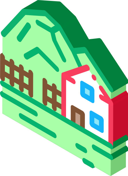 高地村落等距图标图片下载