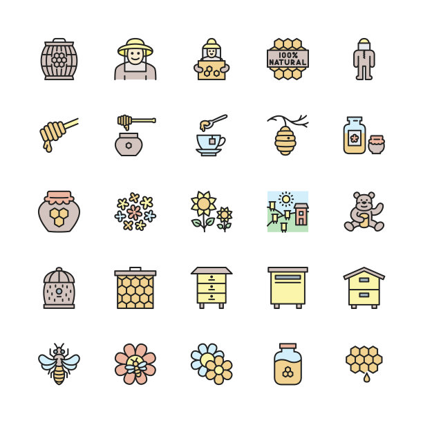 设置蜂蜜平色线图标养蜂人图片下载
