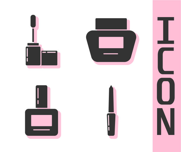 设指甲锉、睫毛膏刷、指甲油瓶图片下载