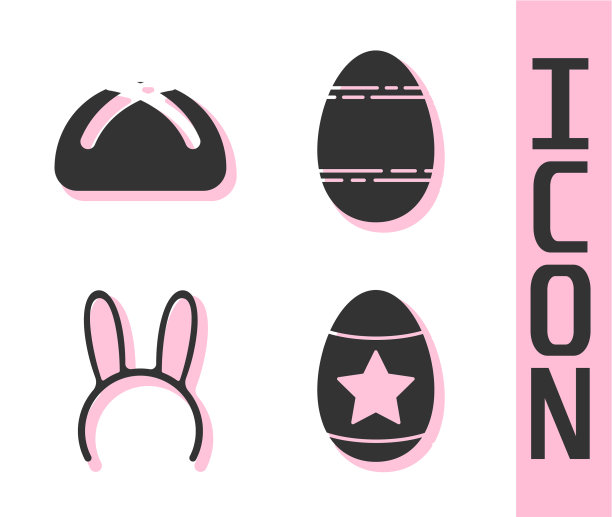 用长兔子设置复活节彩蛋和复活节蛋糕面具图片下载