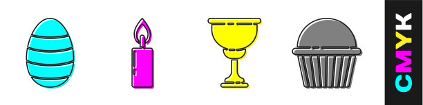 设置复活节蛋点燃蜡烛基督教圣杯图片下载