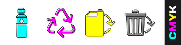 设定瓶子水循环标志生态燃料图片下载