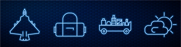 设线机场行李拖车喷气战斗机图片下载