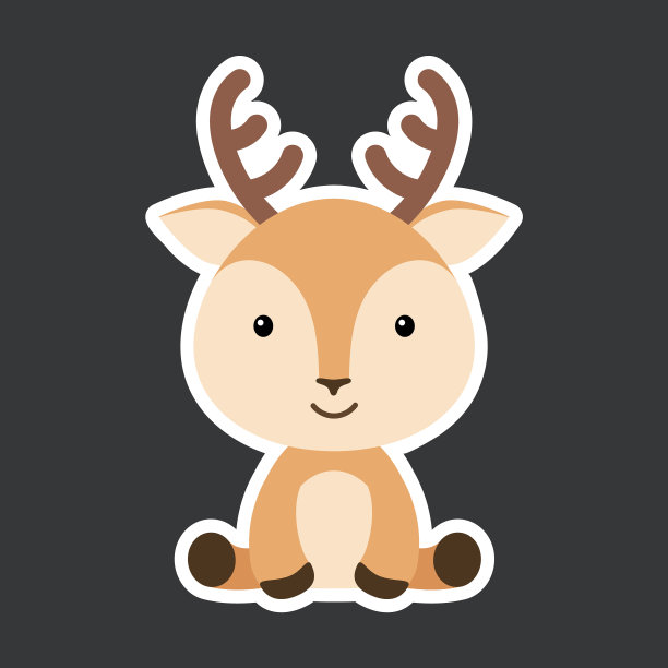 贴纸可爱的鹿坐着可爱图片下载