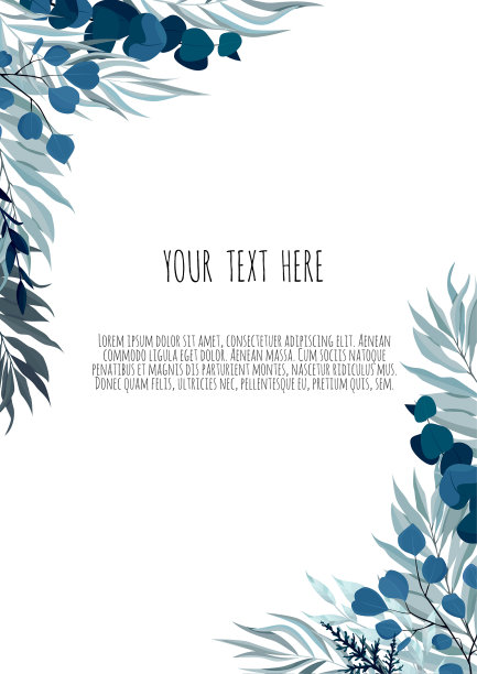卡片与树叶婚礼装饰概念花卉图片下载