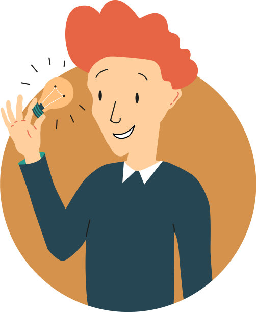 快乐的商人拿着灯泡的比喻图片下载