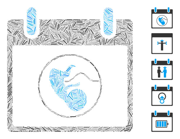 线马赛克胚胎日历日图标图片下载